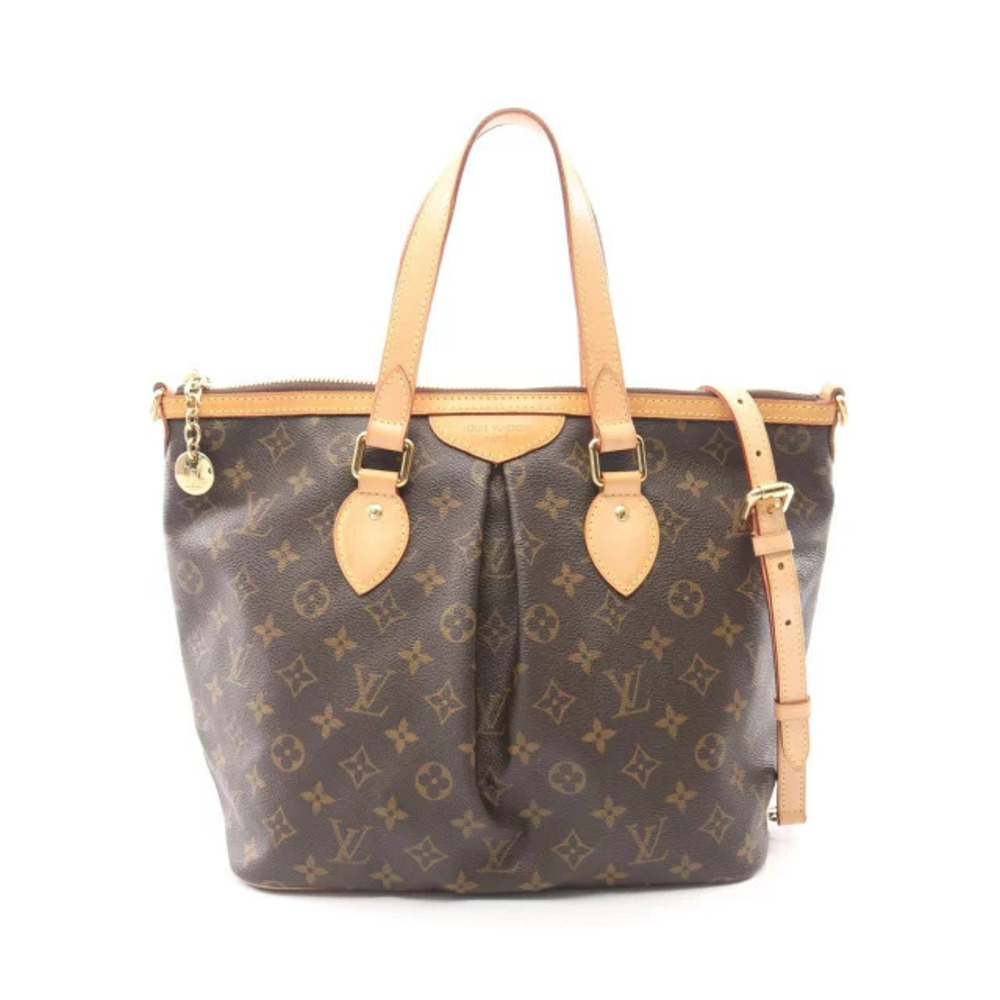 Louis Vuitton Palermo Monogram Top Handle Bag Canvas Leather Brown